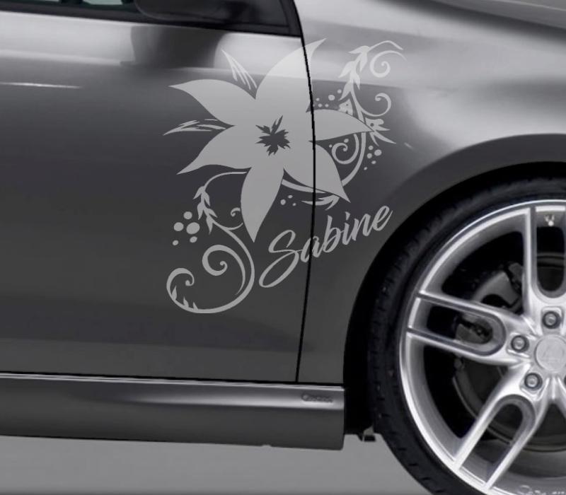 Autoaufkleber 2x Hibiskus Blumen Aufkleber Auto Sticker