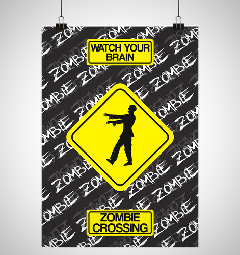 Zombieposter | Watch Your Brain | Zombie Crossing Poster