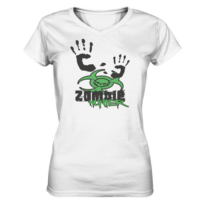 Zombie Hunter Weiß Ladies V-Neck Shirt