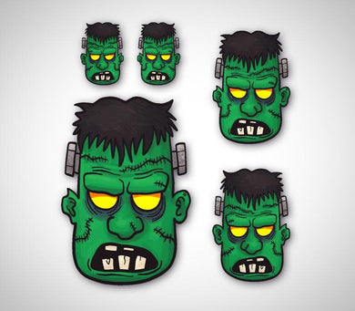 Zombiekopf Frankenstein Sticker Set Tankdeckel Tank | 5 Teiliges Set | Grün